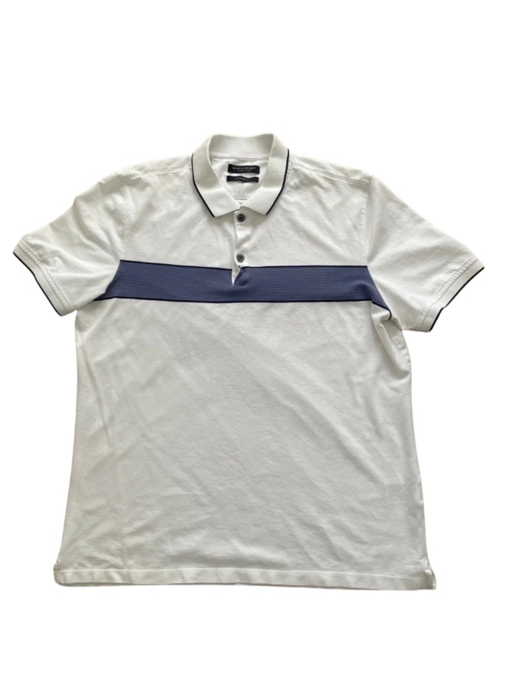 Banana Republic White Polo with Blue Chest Stripe, Men XL